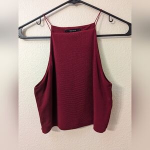 Maroon High-neck Crop Top